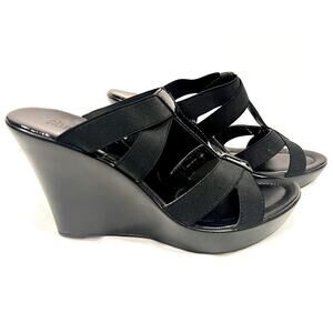NWOT CHARLES By Charles David Black Wedge Heel Sandals - Chic, Sexy & Comfy!